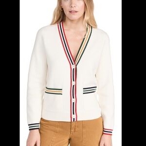 Alex Mill Cream Cardigan with Multicolor Stripes
